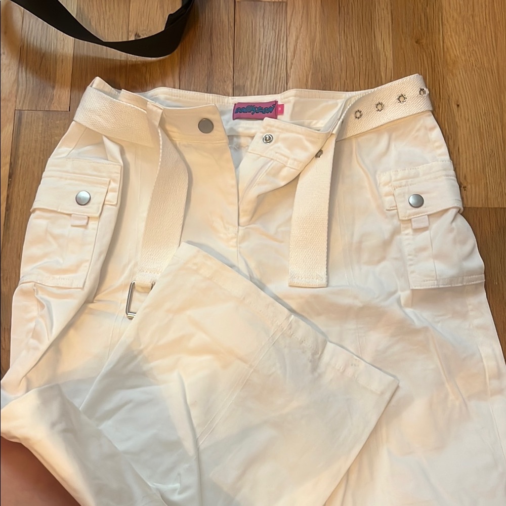 Edikted White Trousers Relaxed Fit removable belt